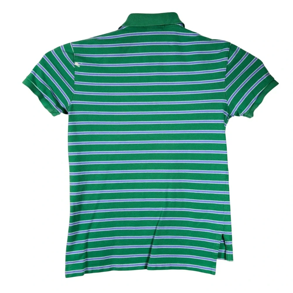 Vintage Polo Ralph Lauren Polo Shirt Mens Small Green Purple Striped Custom Fit
